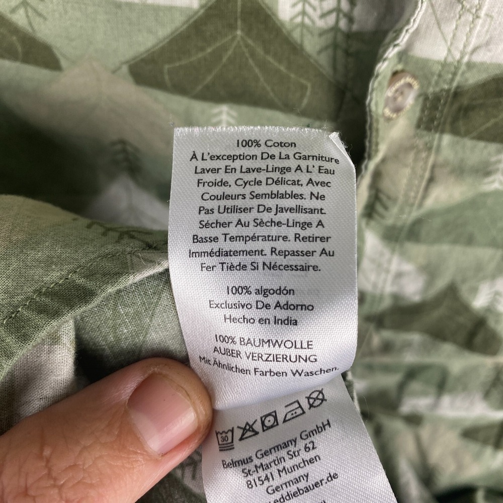 Eddie Bauer Mens Green Short Sleeve Baja Tent Print Button Down Shirt Size L - Picture 14 of 16